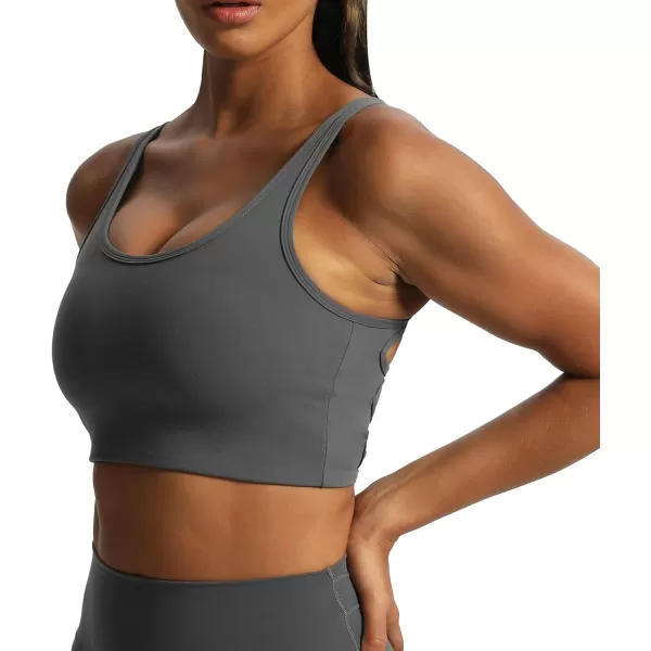 Aoxjox Womens Workout Thalia Tie Sports Bras Crisscross Back Fitness Training Gym Bra Yoga Crop Tank TopIron Grey