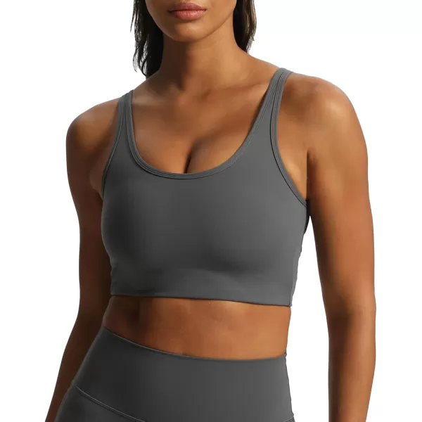 Aoxjox Womens Workout Thalia Tie Sports Bras Crisscross Back Fitness Training Gym Bra Yoga Crop Tank TopIron Grey