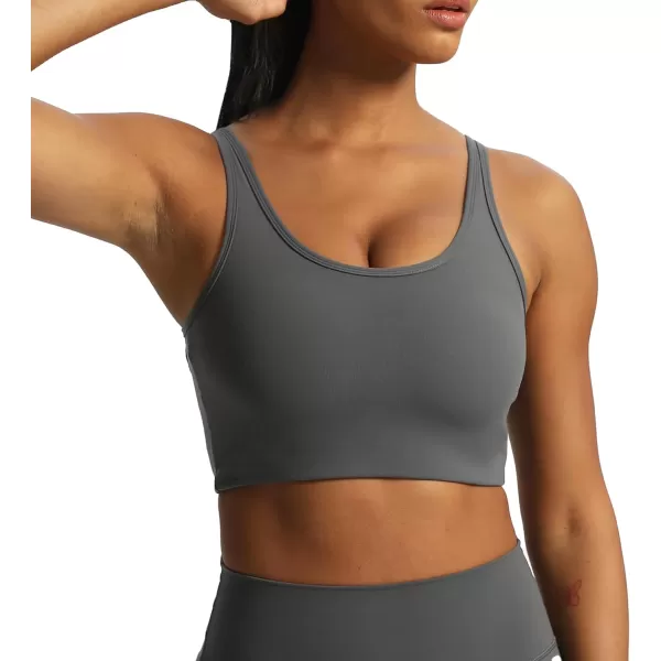 Aoxjox Womens Workout Thalia Tie Sports Bras Crisscross Back Fitness Training Gym Bra Yoga Crop Tank TopIron Grey