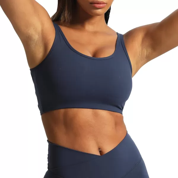 Aoxjox Womens Workout Thalia Tie Sports Bras Crisscross Back Fitness Training Gym Bra Yoga Crop Tank TopNavy