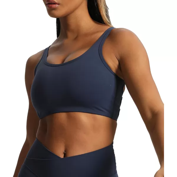 Aoxjox Womens Workout Thalia Tie Sports Bras Crisscross Back Fitness Training Gym Bra Yoga Crop Tank TopNavy