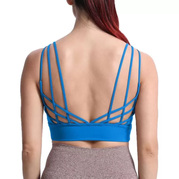 Aoxjox Caged Sports Bras for Women High Impact Fitness Running MultiCross Back Training Yoga Crop Tank Workout TopsDirectoire Blue