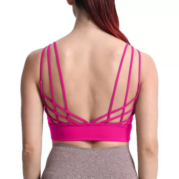 Aoxjox Caged Sports Bras for Women High Impact Fitness Running MultiCross Back Training Yoga Crop Tank Workout TopsRose Red