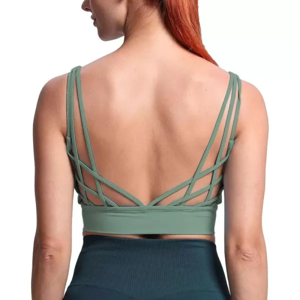 Aoxjox Caged Sports Bras for Women High Impact Fitness Running MultiCross Back Training Yoga Crop Tank Workout TopsSage Green