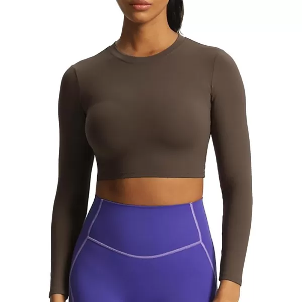 Aoxjox Long Sleeve Crop Top Crop Lengths for Women Classic Longline Workout Crop T Shirt Top Crop LengthMulch
