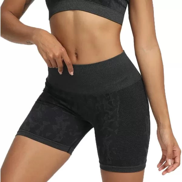 Aoxjox Scrunch Workout Shorts for Women Seamless Asset Butt Lifting Short Gym Running Active Exercise Fitness Yoga Shorts 5quot2 Black Butterfly Camo