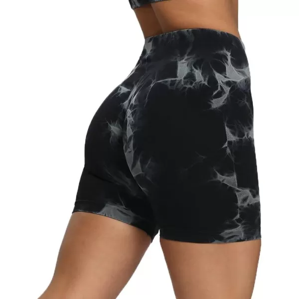 Aoxjox Scrunch Workout Shorts for Women Seamless Asset Butt Lifting Short Gym Running Active Exercise Fitness Yoga Shorts 5quot2 Black Tiedye