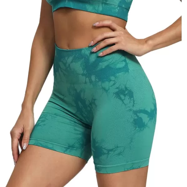 Aoxjox Scrunch Workout Shorts for Women Seamless Asset Butt Lifting Short Gym Running Active Exercise Fitness Yoga Shorts 5quot2 Green Tiedye