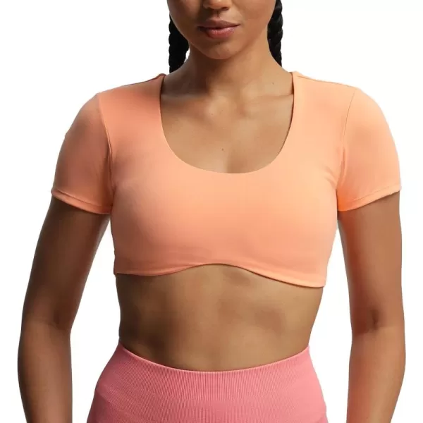 Aoxjox Short Sleeve Crop Tops for Women Define Sculpt Workout Crop T Shirt TopPapaya