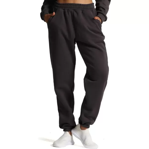 Aoxjox Sweatpants for Women with Pocket High Waisted Baggy Jogger Fleece Lined Cotton Cloud Lounge Pants 30Iron Grey