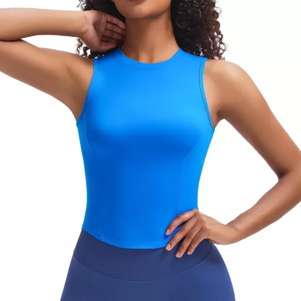 Aoxjox Womens Sleeveless Tank Top GEO Workout Gym Yoga Curve Longline Crop TopDirectoire Blue