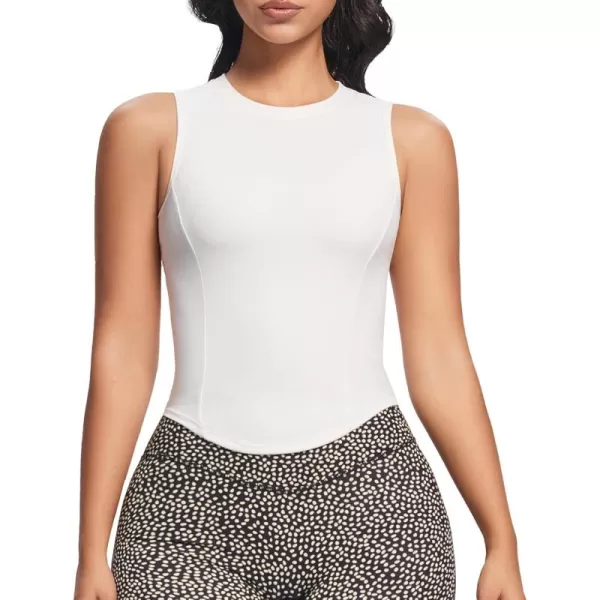 Aoxjox Womens Sleeveless Tank Top GEO Workout Gym Yoga Curve Longline Crop TopWhite