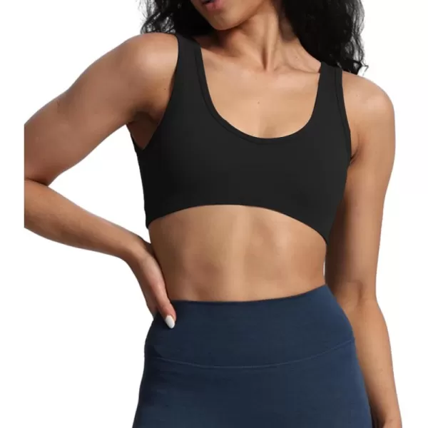 imageAoxjox Womens Workout Sports Bras Basic Baddie Fitness Backless Training Gym Bra Yoga Crop Tank TopBlack
