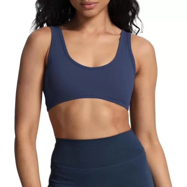 imageAoxjox Womens Workout Sports Bras Basic Baddie Fitness Backless Training Gym Bra Yoga Crop Tank TopNavy