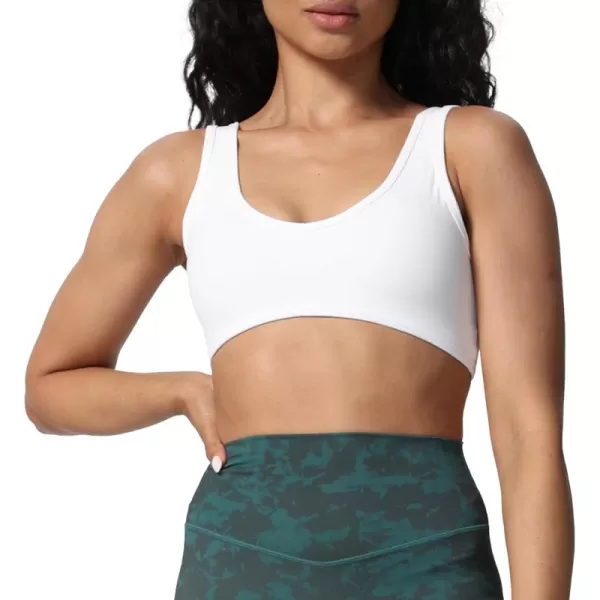 imageAoxjox Womens Workout Sports Bras Basic Baddie Fitness Backless Training Gym Bra Yoga Crop Tank TopWhite