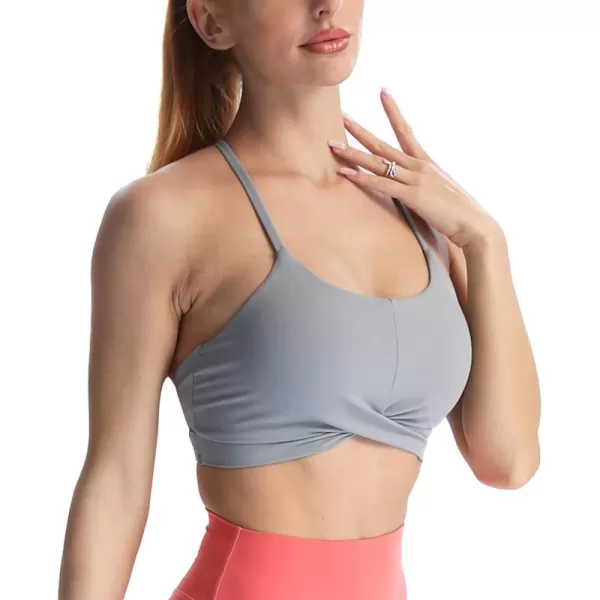 Aoxjox Womens Workout Sports Bras Becky Crossback Fitness Straps Padded Bra Yoga Crop Tank TopGrey