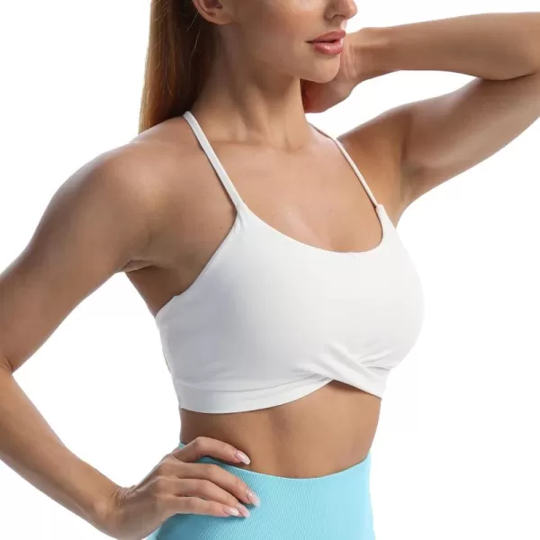 Aoxjox Womens Workout Sports Bras Becky Crossback Fitness Straps Padded Bra Yoga Crop Tank TopWhite