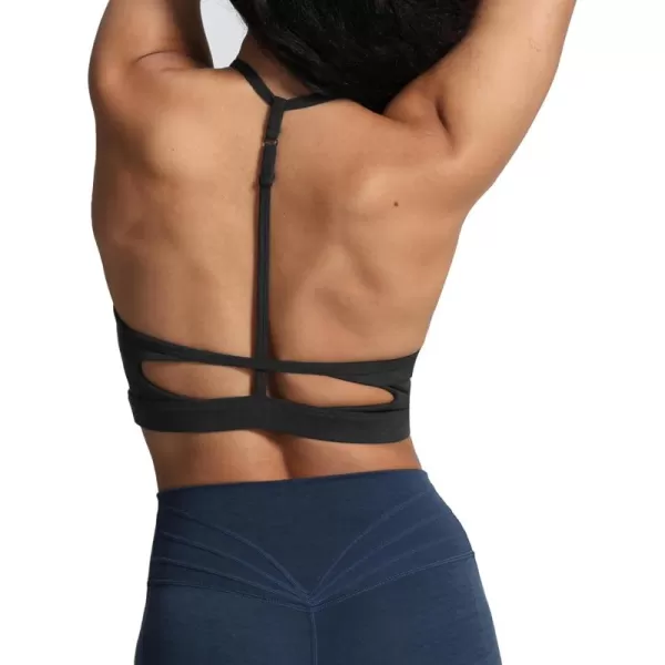 Aoxjox Womens Workout Sports Bras Fitness Backless Padded Darla High Neck Bra Yoga Crop Tank TopBlack Marl