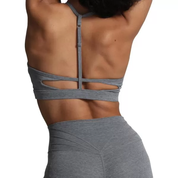 Aoxjox Womens Workout Sports Bras Fitness Backless Padded Darla High Neck Bra Yoga Crop Tank TopWinds Grey Marl