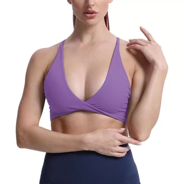 Aoxjox Womens Workout Sports Bras Fitness Backless Padded Sienna Low Impact Bra Yoga Crop Tank TopChive Blossom