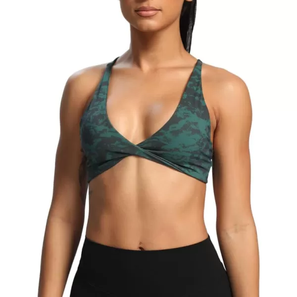 Aoxjox Womens Workout Sports Bras Fitness Backless Padded Sienna Low Impact Bra Yoga Crop Tank TopCloud Dark Green