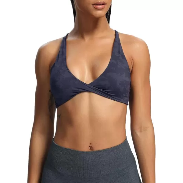 Aoxjox Womens Workout Sports Bras Fitness Backless Padded Sienna Low Impact Bra Yoga Crop Tank TopCloud Navy