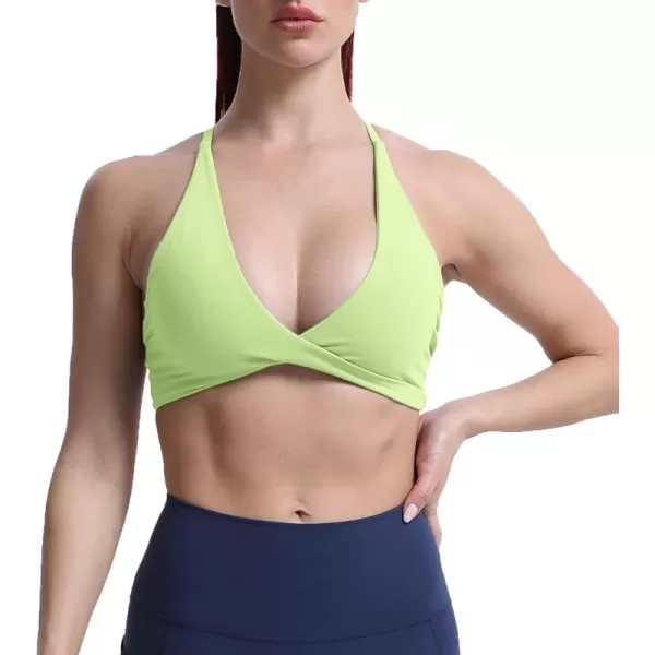 Aoxjox Womens Workout Sports Bras Fitness Backless Padded Sienna Low Impact Bra Yoga Crop Tank TopParadise Green