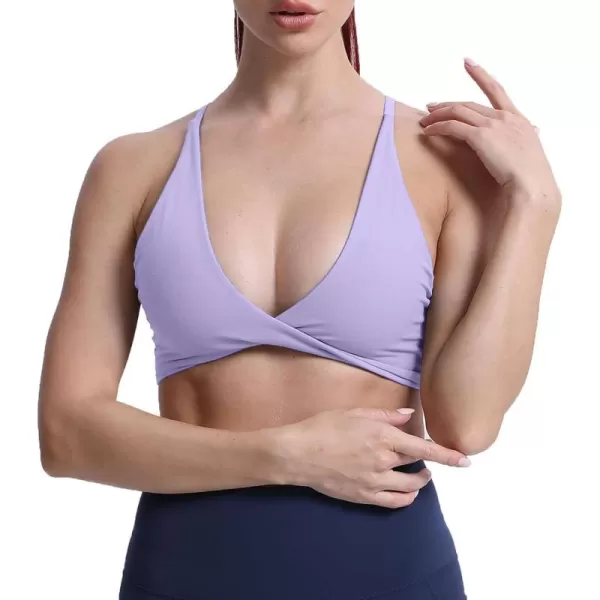 Aoxjox Womens Workout Sports Bras Fitness Backless Padded Sienna Low Impact Bra Yoga Crop Tank TopPurple Heather