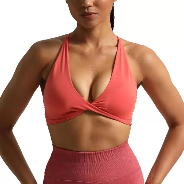Aoxjox Womens Workout Sports Bras Fitness Backless Padded Sienna Low Impact Bra Yoga Crop Tank TopSpiced Coral