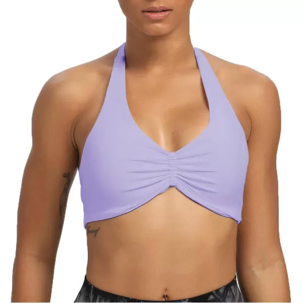 Aoxjox Womens Workout Sports Bras Fitness Backless Padded Taylor Scrunch Halter Bra Yoga Crop Tank TopPurple Heather