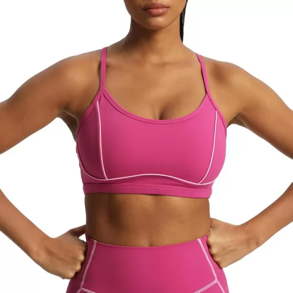 Aoxjox Womens Workout Sports Bras Fitness Backless Padded Training Gym Lexi Lined Bra Yoga Crop Tank TopBaton Red Mauve
