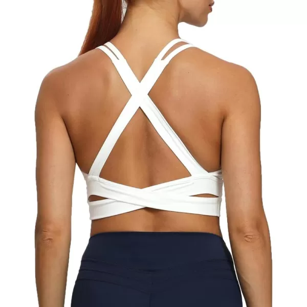 Aoxjox Womens Workout Sports Bras Fitness Backless Padded Trainning Infinity Active Gym Bra Yoga Crop Tank TopWhite New