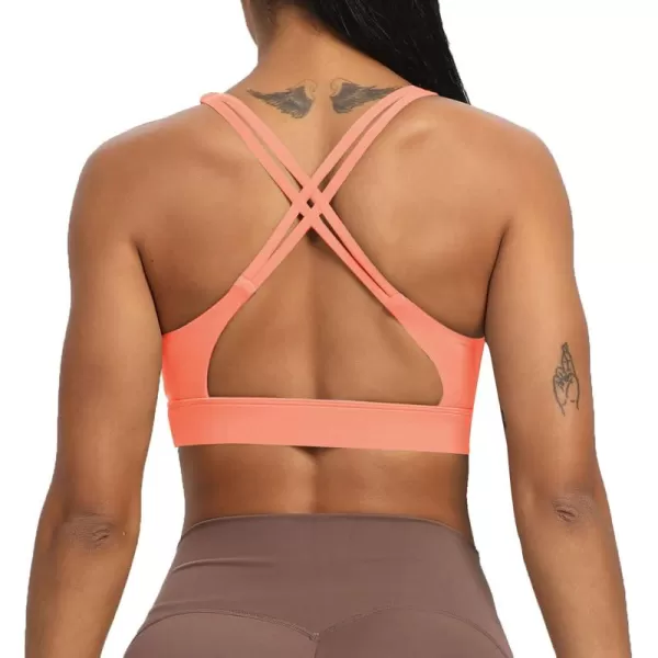 Aoxjox Womens Workout Sports Bras Fitness MediumHigh Cross Back Sporty Padded Bra Yoga Crop Tank TopPapaya