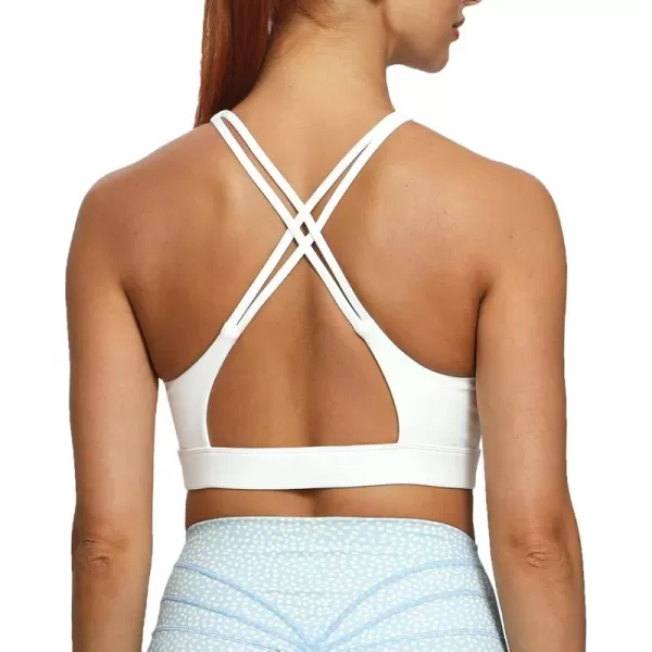 Aoxjox Womens Workout Sports Bras Fitness MediumHigh Cross Back Sporty Padded Bra Yoga Crop Tank TopWhite