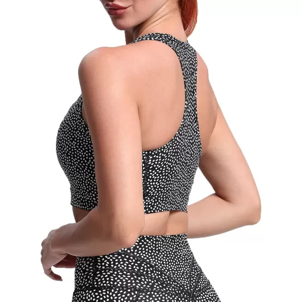 imageAoxjox Twist Sports Bras for Women Workout Fitness Training Elegance V Neck Racerback Yoga Crop Tank TopBlack Dot Print