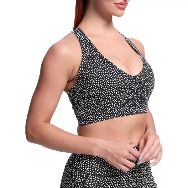 imageAoxjox Twist Sports Bras for Women Workout Fitness Training Elegance V Neck Racerback Yoga Crop Tank TopBlack Dot Print