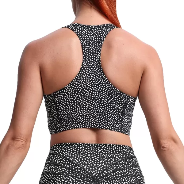 imageAoxjox Twist Sports Bras for Women Workout Fitness Training Elegance V Neck Racerback Yoga Crop Tank TopBlack Dot Print