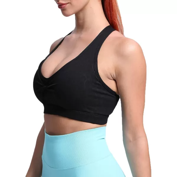 imageAoxjox Twist Sports Bras for Women Workout Fitness Training Elegance V Neck Racerback Yoga Crop Tank TopBlack Leopard Print