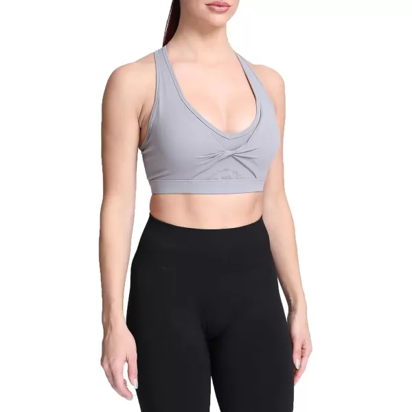 imageAoxjox Twist Sports Bras for Women Workout Fitness Training Elegance V Neck Racerback Yoga Crop Tank TopGrey