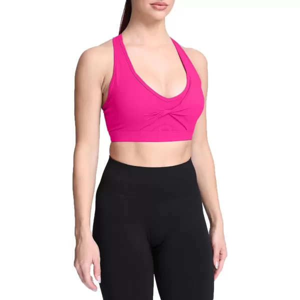 imageAoxjox Twist Sports Bras for Women Workout Fitness Training Elegance V Neck Racerback Yoga Crop Tank TopRose Red