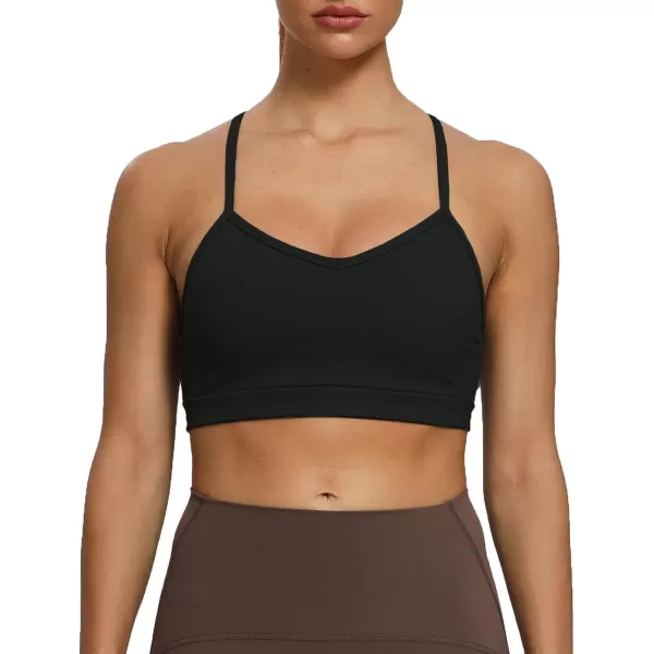 imageAoxjox Womens Workout Sports Bras Fitness Backless Padded Amor Low Impact Bra Yoga Crop Tank TopA Black