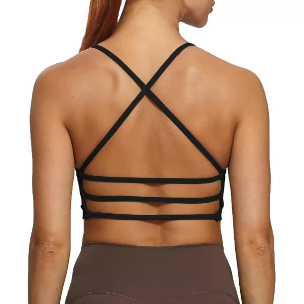 imageAoxjox Womens Workout Sports Bras Fitness Backless Padded Amor Low Impact Bra Yoga Crop Tank TopA Black