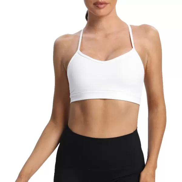 imageAoxjox Womens Workout Sports Bras Fitness Backless Padded Amor Low Impact Bra Yoga Crop Tank TopA White
