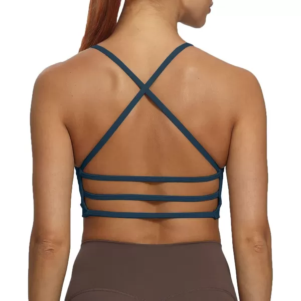 imageAoxjox Womens Workout Sports Bras Fitness Backless Padded Amor Low Impact Bra Yoga Crop Tank TopBlueberry