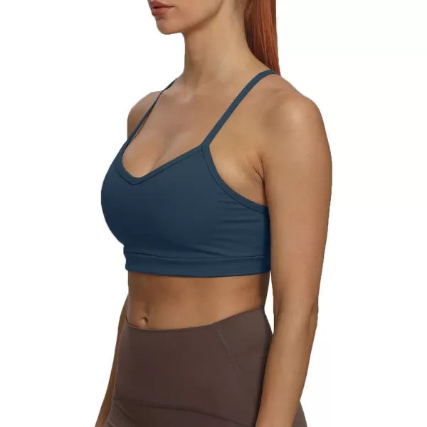 imageAoxjox Womens Workout Sports Bras Fitness Backless Padded Amor Low Impact Bra Yoga Crop Tank TopBlueberry