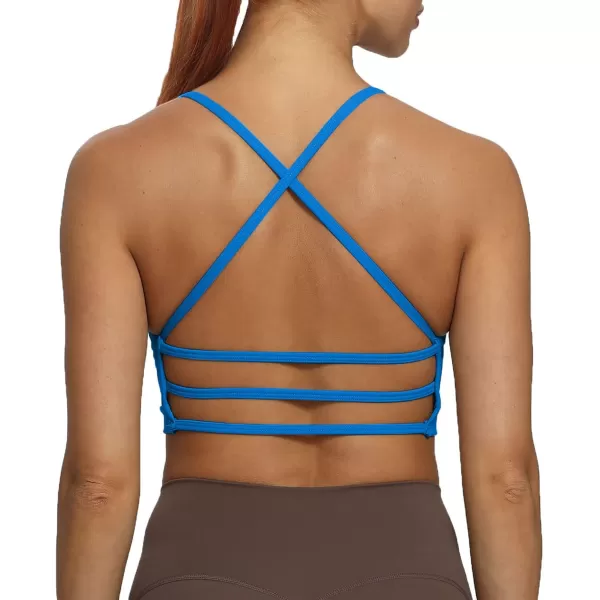 imageAoxjox Womens Workout Sports Bras Fitness Backless Padded Amor Low Impact Bra Yoga Crop Tank TopDirectoire Blue