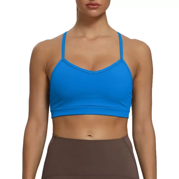 imageAoxjox Womens Workout Sports Bras Fitness Backless Padded Amor Low Impact Bra Yoga Crop Tank TopDirectoire Blue