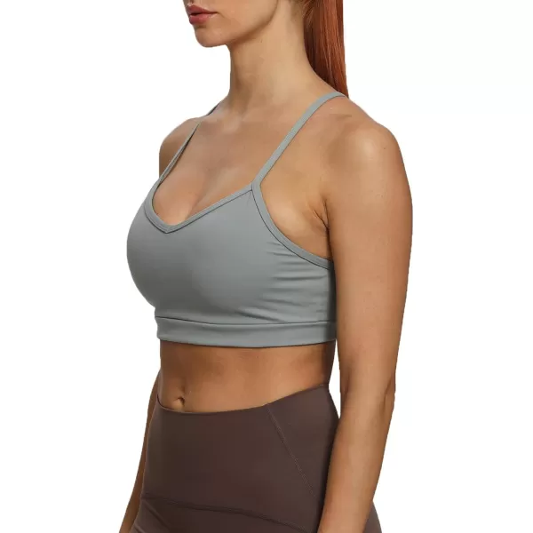 imageAoxjox Womens Workout Sports Bras Fitness Backless Padded Amor Low Impact Bra Yoga Crop Tank TopGrey