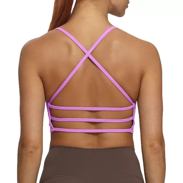 imageAoxjox Womens Workout Sports Bras Fitness Backless Padded Amor Low Impact Bra Yoga Crop Tank TopLilac Purple