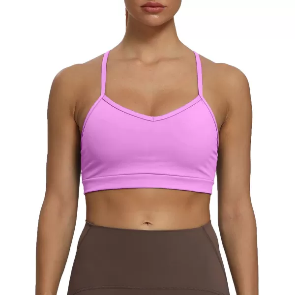 imageAoxjox Womens Workout Sports Bras Fitness Backless Padded Amor Low Impact Bra Yoga Crop Tank TopLilac Purple